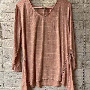 C0mo Vintage V-neck Striped Blouse Top Shirt XL